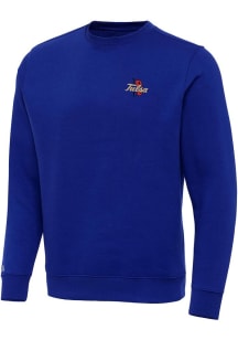 Antigua Tulsa Golden Hurricane Mens Blue Victory Big and Tall Crew Sweatshirt