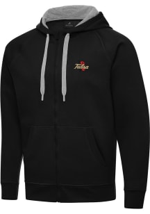 Mens Tulsa Golden Hurricane Black Antigua Victory Long Sleeve Full Zip Jacket