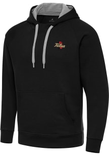 Black Tulsa Golden Hurricane Antigua Mens Victory Big and Tall Hooded Sweatshirt