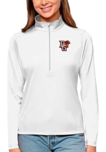 Antigua Bowling Green Falcons Womens White Tribute 1/4 Zip Pullover