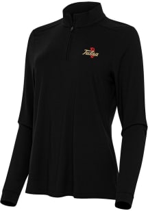 Womens Tulsa Golden Hurricane Black Antigua Intent Qtr Zip