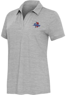 Womens Tulsa Golden Hurricane Grey Antigua Layout Short Sleeve Polo Shirt