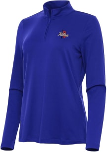 Womens Tulsa Golden Hurricane Blue Antigua Reprocess Recycled Qtr Zip