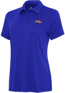 Womens Tulsa Golden Hurricane Blue Antigua Reprocess Recycled Short Sleeve Polo Shirt