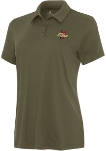 Womens Tulsa Golden Hurricane Olive Antigua Reprocess Recycled Short Sleeve Polo Shirt