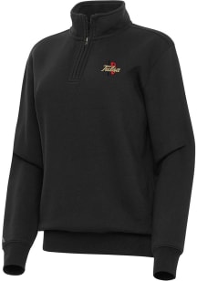 Womens Tulsa Golden Hurricane Black Antigua Victory Qtr Zip