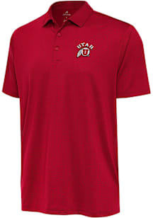 Antigua Utah Utes Mens Red Ellipse Short Sleeve Polo