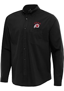 Antigua Utah Utes Mens Black Flight Long Sleeve Dress Shirt