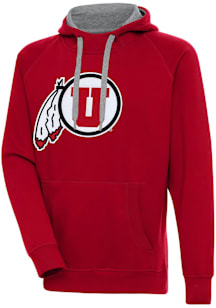 Antigua Utah Utes Mens Red Full Front Victory Long Sleeve Hoodie