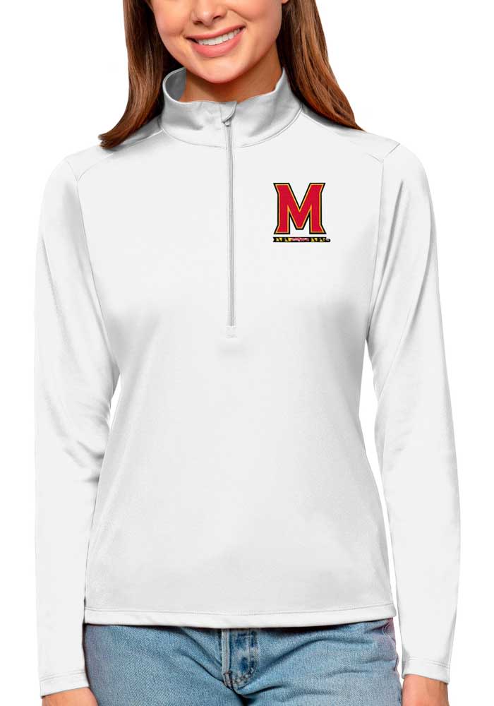 Antigua Maryland Terrapins Womens White Tribute Long Sleeve Pullover