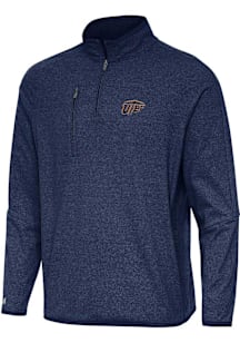 Antigua UTEP Miners Mens Navy Blue Certain Long Sleeve Qtr Zip Pullover