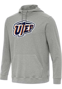 Antigua UTEP Miners Mens Grey Full Front Cloud Long Sleeve Hoodie