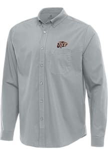 Antigua UTEP Miners Mens Grey Flight Long Sleeve Dress Shirt
