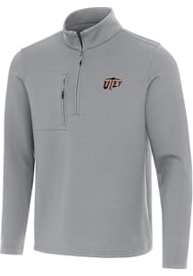 Antigua UTEP Miners Mens Grey Insider Long Sleeve Qtr Zip Pullover