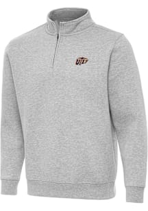 Antigua UTEP Miners Mens Grey Victory Long Sleeve Qtr Zip Pullover