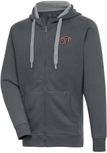 Antigua UTEP Miners Mens Charcoal Victory Long Sleeve Full Zip Jacket