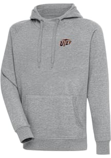 Antigua UTEP Miners Mens Grey Victory Long Sleeve Hoodie