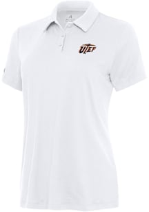 Antigua UTEP Miners Womens White Reprocess Recycled Short Sleeve Polo Shirt
