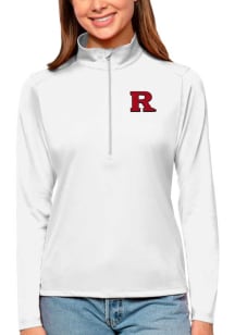 Antigua Rutgers Womens White Tribute 1/4 Zip Pullover