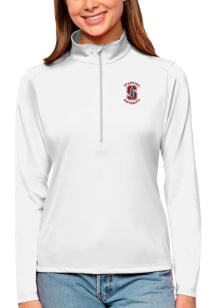 Antigua Stanford Cardinal Womens White Tribute 1/4 Zip Pullover