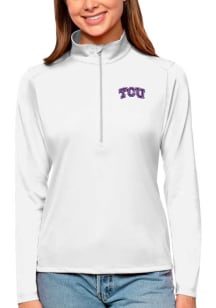 Antigua TCU Horned Frogs Womens White Tribute 1/4 Zip Pullover