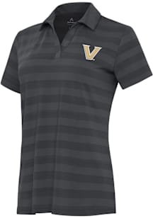 Antigua Vanderbilt Commodores Womens Grey Tunnel Short Sleeve Polo Shirt