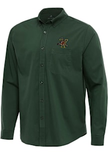 Antigua Vermont Catamounts Mens Green Flight Long Sleeve Dress Shirt