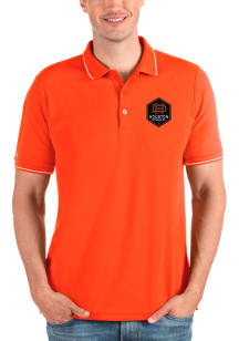 Antigua Houston Dynamo Mens Orange Solid Pique Short Sleeve Polo