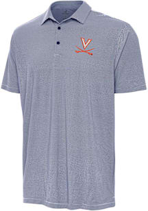 Antigua Virginia Cavaliers Mens Navy Blue Twine Short Sleeve Polo