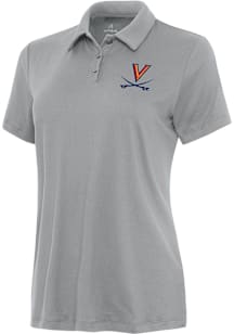 Antigua Virginia Cavaliers Womens Grey Reprocess Recycled Short Sleeve Polo Shirt