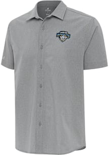 Antigua Carolina Cowboys Mens Grey Activate Short Sleeve Dress Shirt