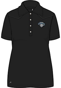 Antigua Carolina Cowboys Womens Black Western Short Sleeve Polo Shirt
