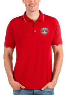 Antigua New York Red Bulls Mens Red Solid Pique Short Sleeve Polo