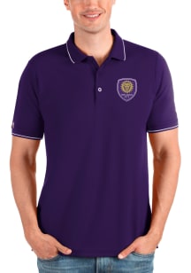 Antigua Orlando City SC Mens Purple Solid Pique Short Sleeve Polo