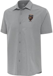 Antigua Texas Rattlers Mens Grey Activate Short Sleeve Dress Shirt