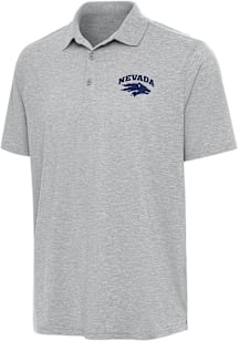 Antigua Nevada Wolf Pack Mens Grey Par 3 Short Sleeve Polo