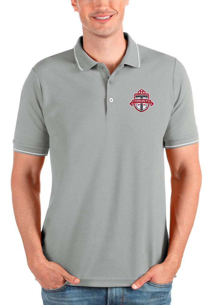 Antigua Toronto FC Mens Grey Affluent Short Sleeve Polo