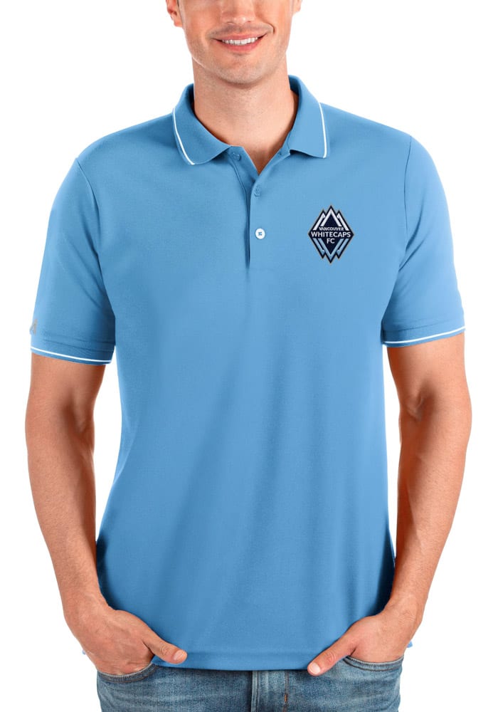 Antigua Vancouver Whitecaps FC Mens Blue Affluent Short Sleeve Polo