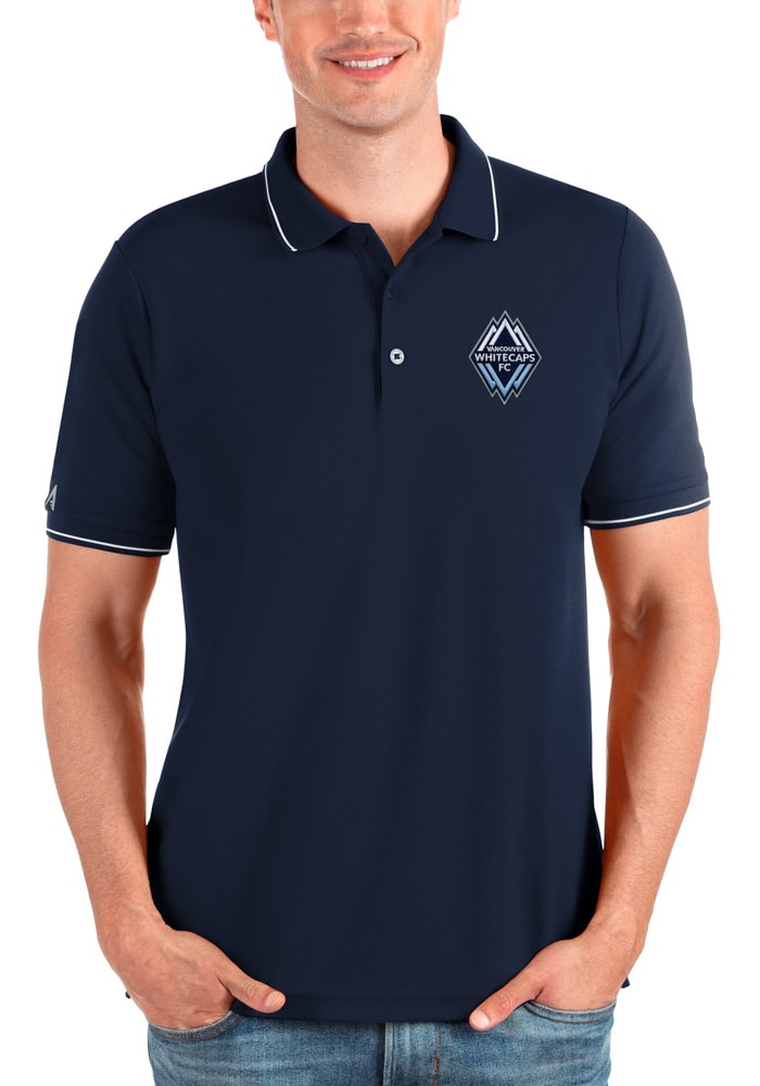 Antigua Vancouver Whitecaps FC Mens Navy Blue Affluent Short Sleeve Polo