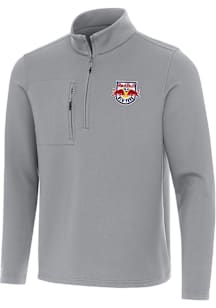 Antigua New York Red Bulls Mens Grey Insider Long Sleeve Qtr Zip Pullover