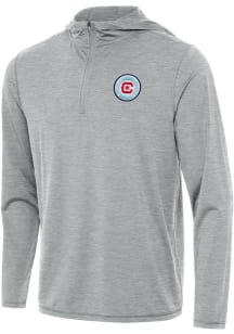 Antigua Chicago Fire Mens Grey Tidy Long Sleeve Qtr Zip Pullover