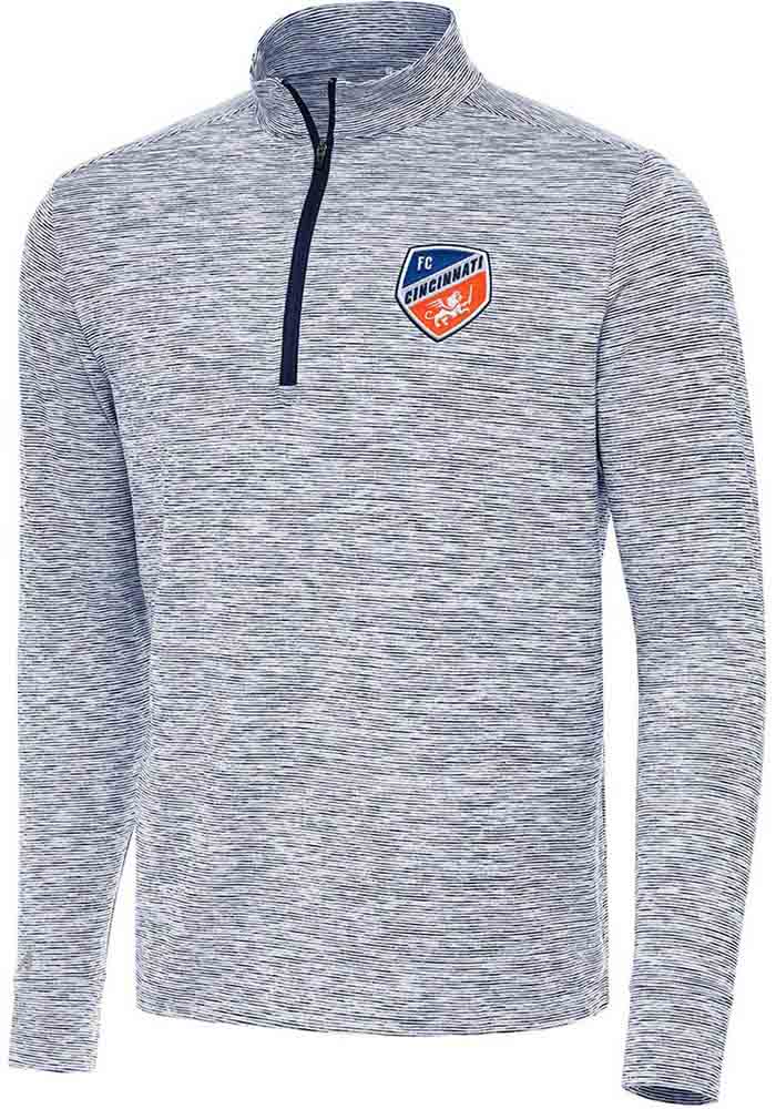 Antigua FC Cincinnati Mens Navy Blue Cause Long Sleeve 1/4 Zip Pullover