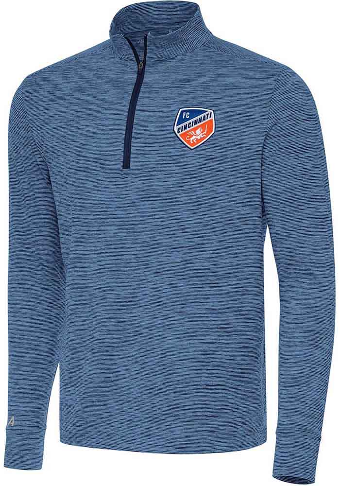 Antigua FC Cincinnati Mens Navy Blue Cause Long Sleeve Qtr Zip Pullover