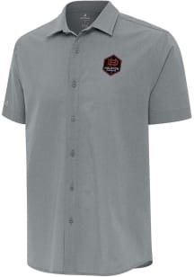 Antigua Houston Dynamo Mens Grey Activate Short Sleeve Dress Shirt