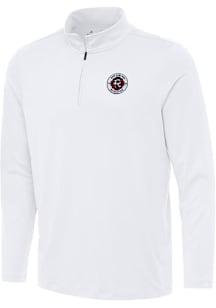 Antigua New England Revolution Mens White Reprocess Recycled Long Sleeve Qtr Zip Pullover