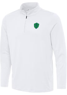Antigua Seattle Sounders FC Mens White Reprocess Recycled Long Sleeve Qtr Zip Pullover