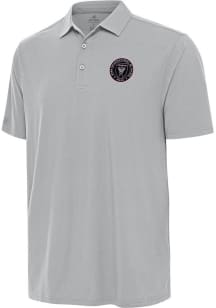 Antigua Inter Miami CF Mens Grey Era Short Sleeve Polo