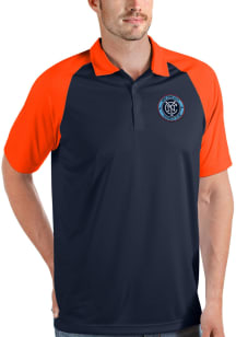 Antigua New York City FC Mens Orange Nova Short Sleeve Polo