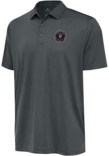 Antigua Inter Miami CF Mens Grey Ellipse Short Sleeve Polo