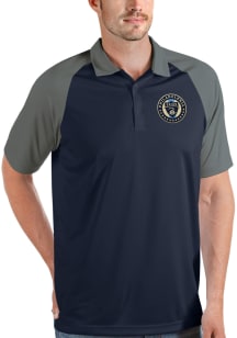 Antigua Philadelphia Union Mens Navy Blue Nova Short Sleeve Polo